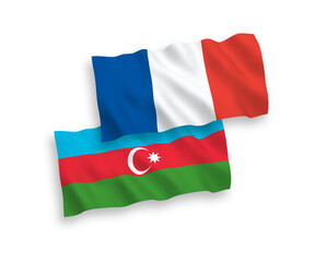 Obraz premium Flags of France and Azerbaijan on a white background