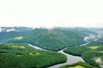 Aerial view of water reservoir Ruzin in Slovakia