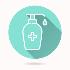 Hand sanitizer icon for graphic and web design.