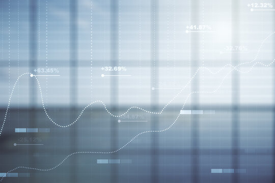 Abstract virtual analytics data spreadsheet on modern interior background, analytics and analysis concept. Multiexposure - Powered by Adobe