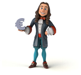 3D Illustration of a cartoon man in historical baroque costume