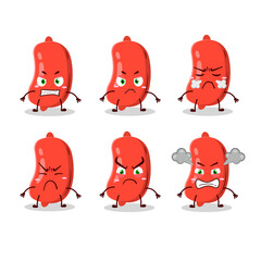 Sausage cartoon character with various angry expressions