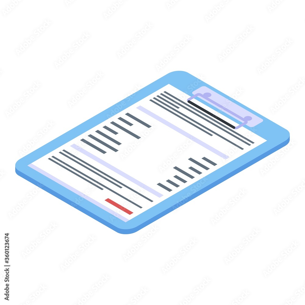 Poster office manager clipboard icon. isometric of office manager clipboard vector icon for web design isol