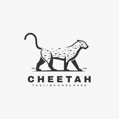 Vector Logo Illustration Cheetah Simple Mascot Style