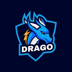 Vector Logo Illustration Dragon Simple Mascot Style