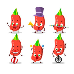 Cartoon character of sausage with various circus shows