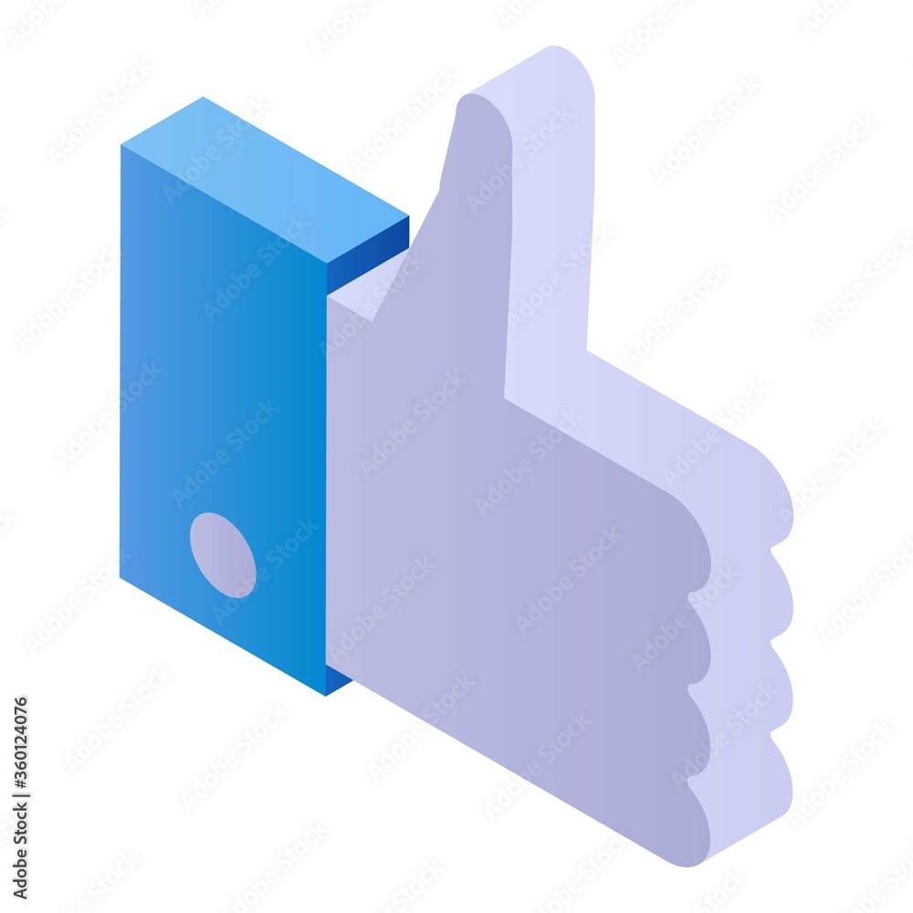 Aufkleber thumb up icon. isometric of thumb up vector icon for web design isolated on white background