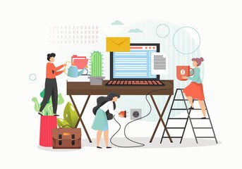 Work from home concept vector flat illustration