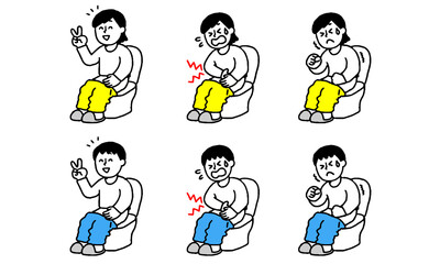 トイレで用を足す男性女性セット（シンプル）