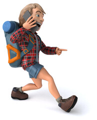 Man solo traveling backpacker - 3D Illustration