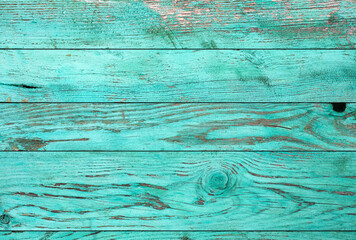 Weathered blue wooden background texture. Shabby wood teal or turquoise green painted. Vintage...