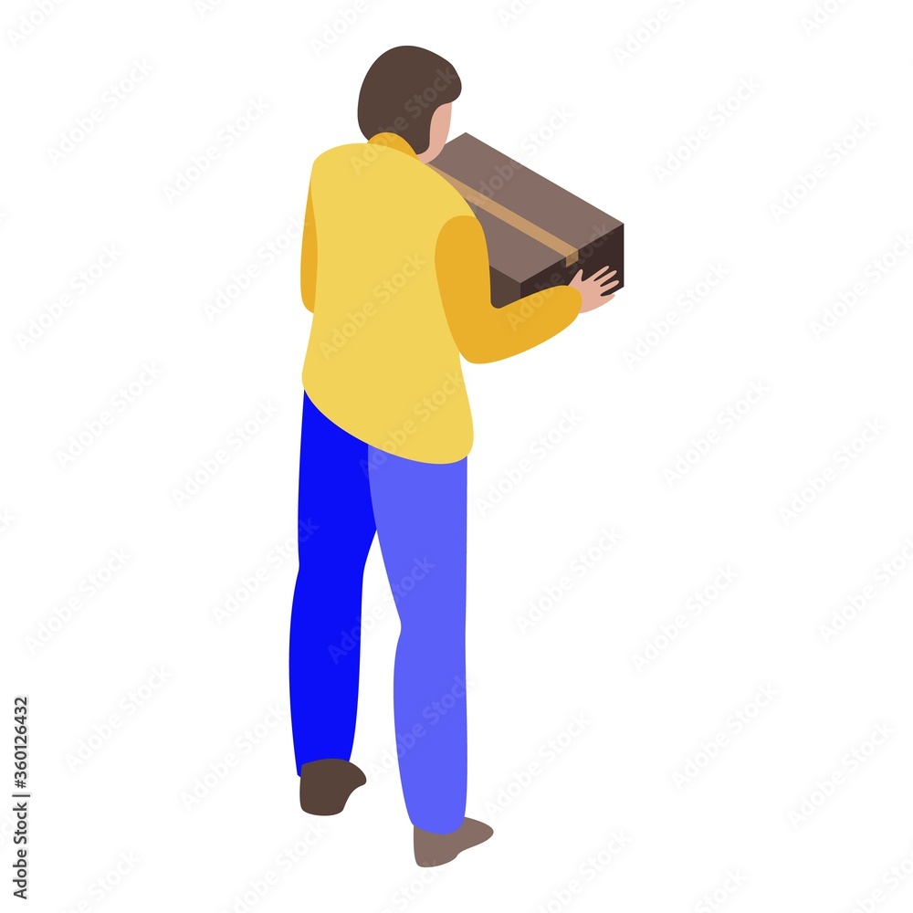Poster client receive parcel icon. isometric of client receive parcel vector icon for web design isolated o