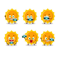 Photographer profession emoticon with sun cartoon character