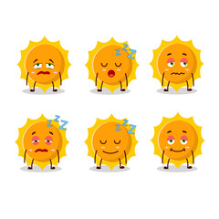 Cartoon character of sun with sleepy expression