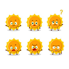 Cartoon character of sun with what expression