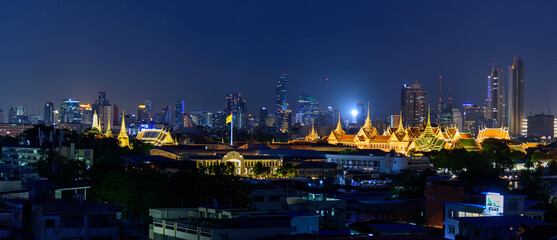 Bangkok , Thailand - 19 June, 2020: Panorama view of Wat Phra Keaw Public landmark in Thailand in...