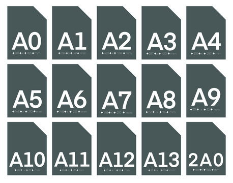 Paper Sizes, Paper Sheet Formats. A0, A1, A2, A3, A4, A5, A6, A7, A8, A9, A10, A11, A12, A13, 2AO