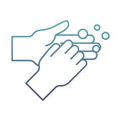 hands washing with soap degraded line style icon vector design