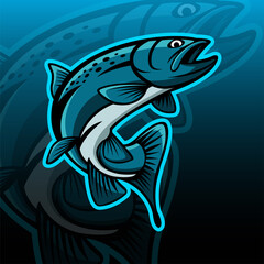 trout fish mascot logo vector design template