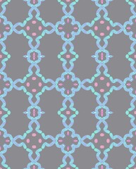 Abstract blue techno brushes on gray background illustrator seamless pattern.