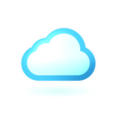 Realistic Glossy Cloud Colored Icon on White Background . Isolated Vector Elements