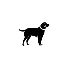 Black and white dog silhouette vector