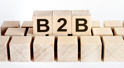 B2B word from wooden blocks on desk, search engine optimization concept