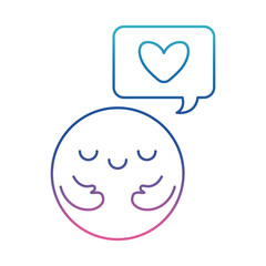 Circle cartoon with arms and heart inside bubble degraded line style icon vector design
