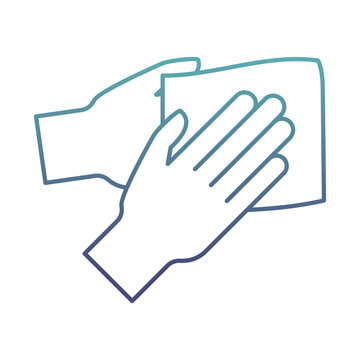 hands with rag degraded line style icon vector design