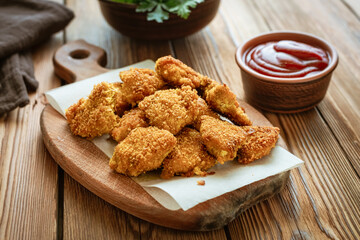 Homemade Chicken Nuggets on a Cutting Board