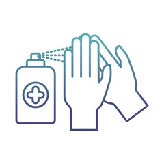 hands with soap spray degraded line style icon vector design
