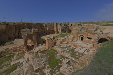 Dara Ancient City. Mesopotamia. Mardin, Turkey. Dara Ancient City, one of the most important settlements of Mesopotamia. Necropolis. Tur abdin mountain
