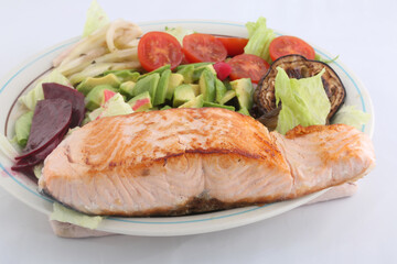 salmon with salad