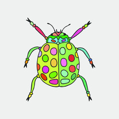 Multi-colored ladybug beetle. Vector stock illustration eps 10.