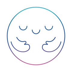 Happy emoji hugging degraded line style icon vector design