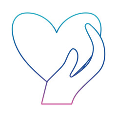 Hand holding heart degraded line style icon vector design
