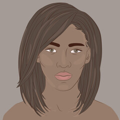 Vector illustration of beautiful black woman. African American pretty girl