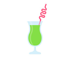 Cocktail flat, drink with a straw icon, vector illustration isolated on a white background