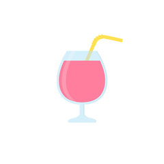 Cocktail flat, drink with a straw icon, vector illustration isolated on a white background
