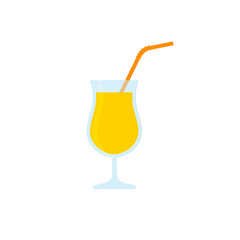 Cocktail flat, drink with a straw icon, vector illustration isolated on a white background