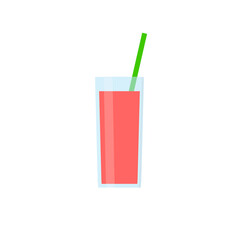 Cocktail flat, drink with a straw icon, vector illustration isolated on a white background