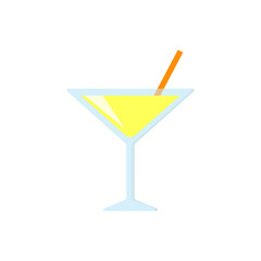 Cocktail flat, drink with a straw icon, vector illustration isolated on a white background