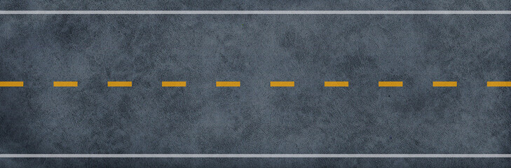 Asphalt road background with yellow line marking. Road texture.