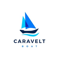 caravelt boat logo vector icon illustration