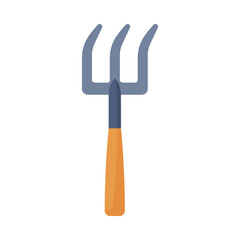 Small Fork, Agriculture Work Equipment, Garden Tool Flat Style Vector Illustration on White Background