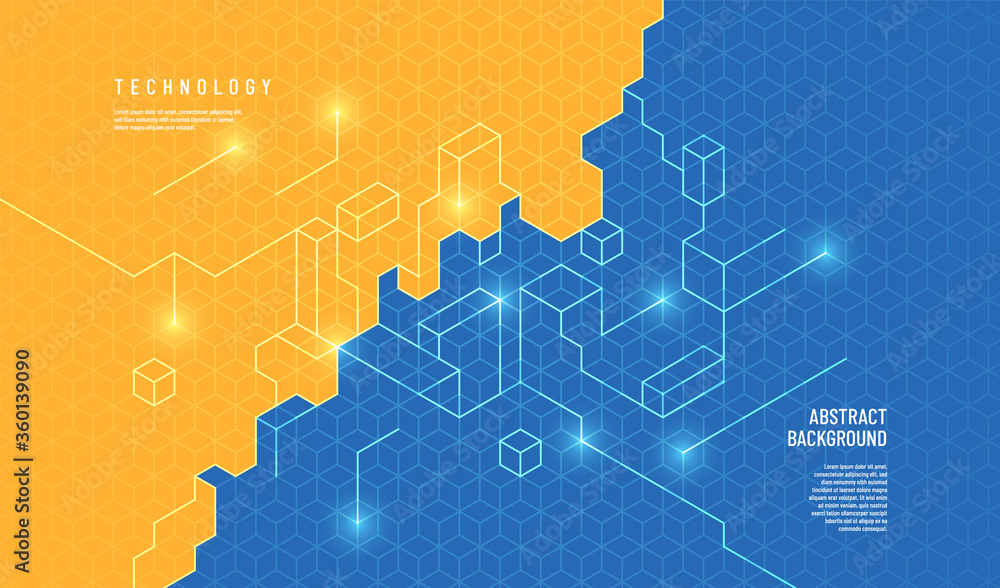 Poster abstract technology background design with isometric style pattern. vector illustration.