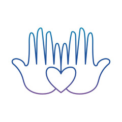 Obraz premium Hand with heart degraded line style icon vector design