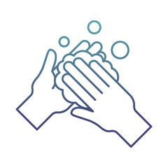 hands washing with soap degraded line style icon vector design