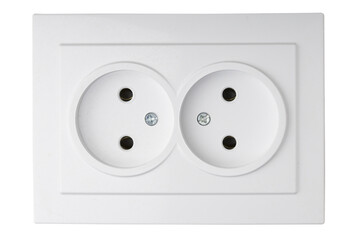 White electric socket isolated  on white .