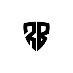 initial letter R and B, RB, BR logo and shield, monogram line art style design template